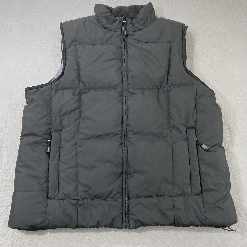 Eddie Bauer Mens Large Black Puffer Vest Premium Goose Down Quilted Outdoor Wear