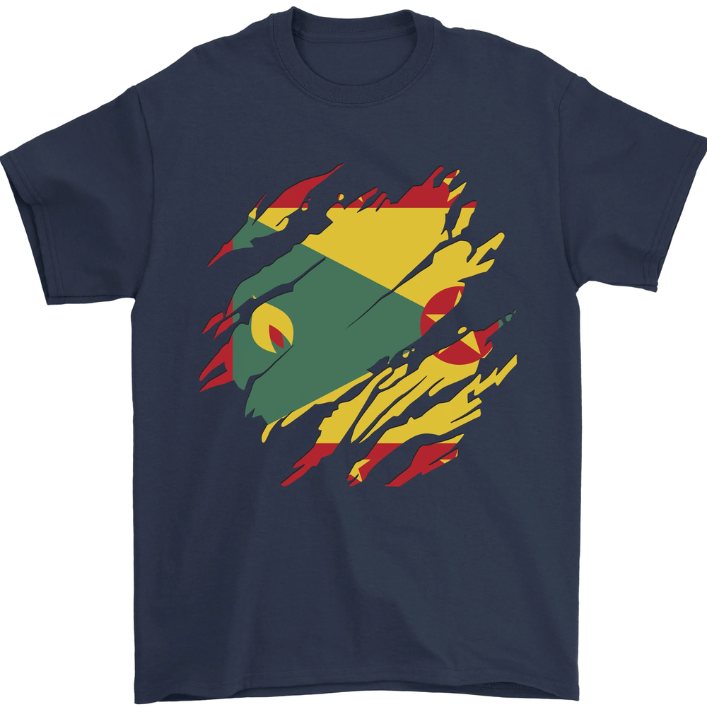 Torn Grenada Flag Grenadians Day Football Mens T-Shirt 100% Cotton