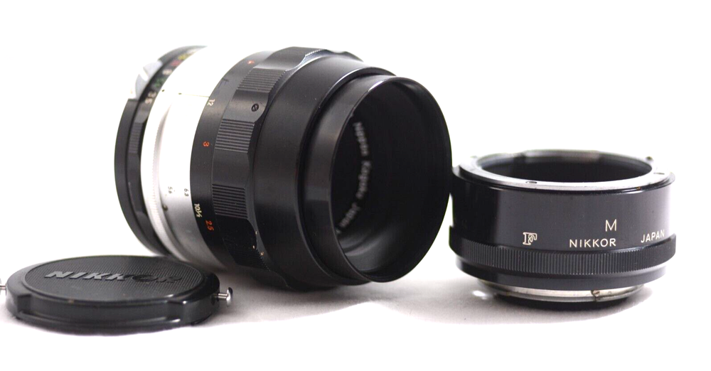 NIKON F NON-AI 55MM F3.5 MICRO NIKKOR CAMERA LENS WITH M ADAPTER (EXCELLENT)