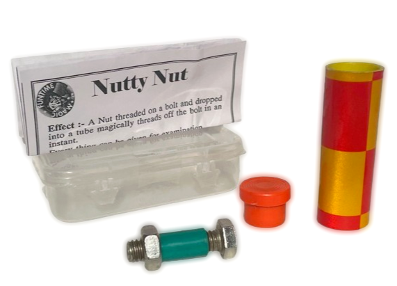 NUTTY NUT Close Up Magic Trick Unscrews Itself Bolt Pocket Tube Escape Puzzle