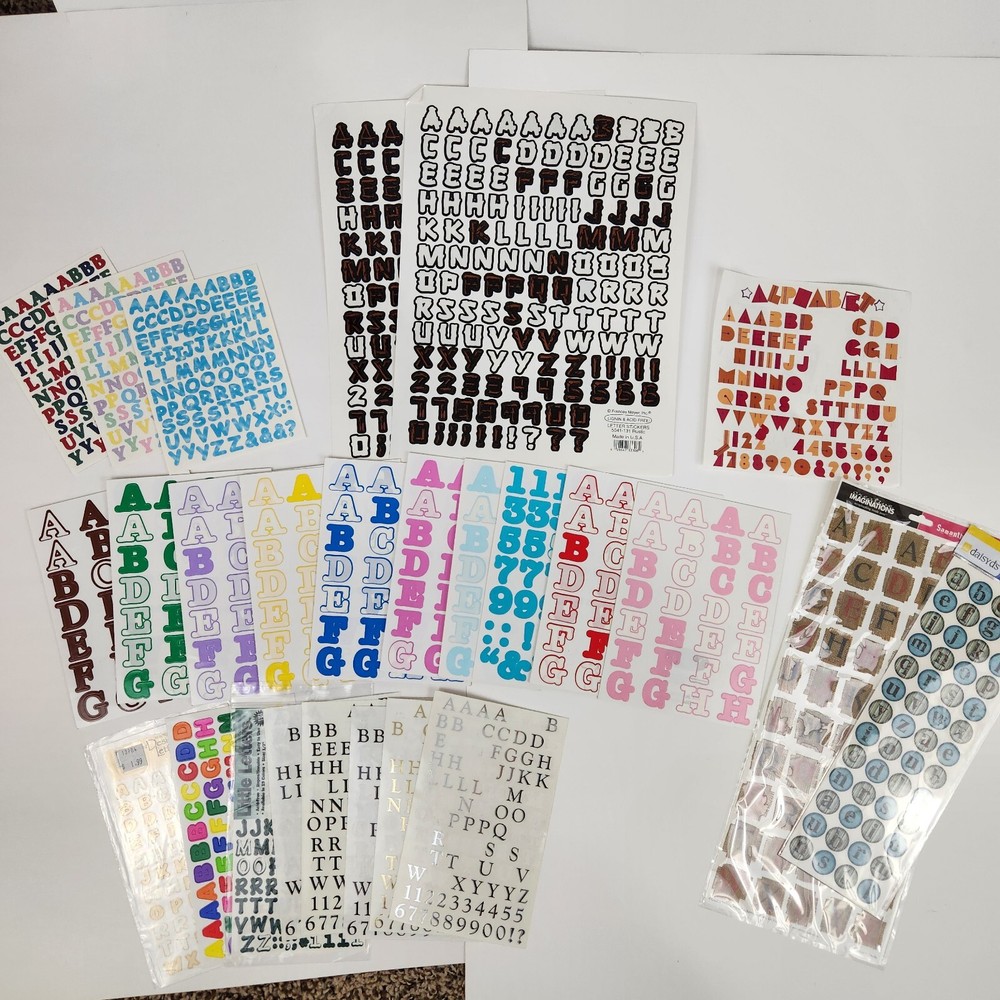 CREATIVE MEMORIES ABC 123 Alphabet Stickers Lot 26 Sheets Bold Colorful Serif