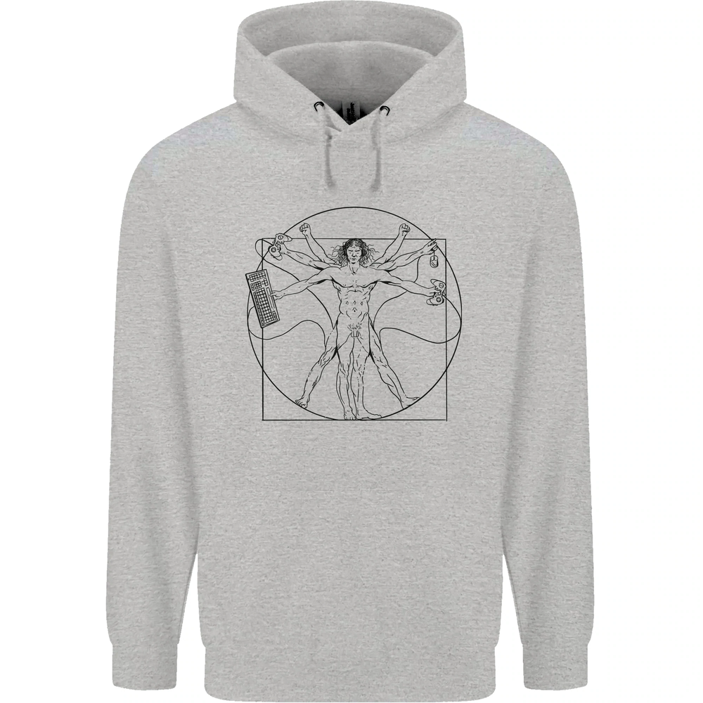 Gaming Vitruvian Gamer Funny Video Games Mens 80% Cotton Hoodie