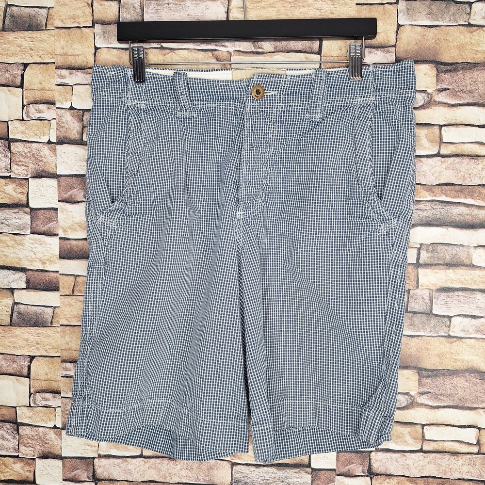 Hollister Shorts Mens Size 31 Gray Check Plaid Cotton Button Fly