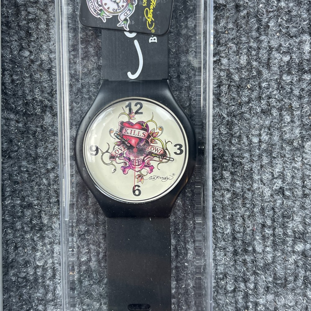 Ed Hardy Men's Spectrum Black Watch Love Kills Quartz Biker Christian Audigier S