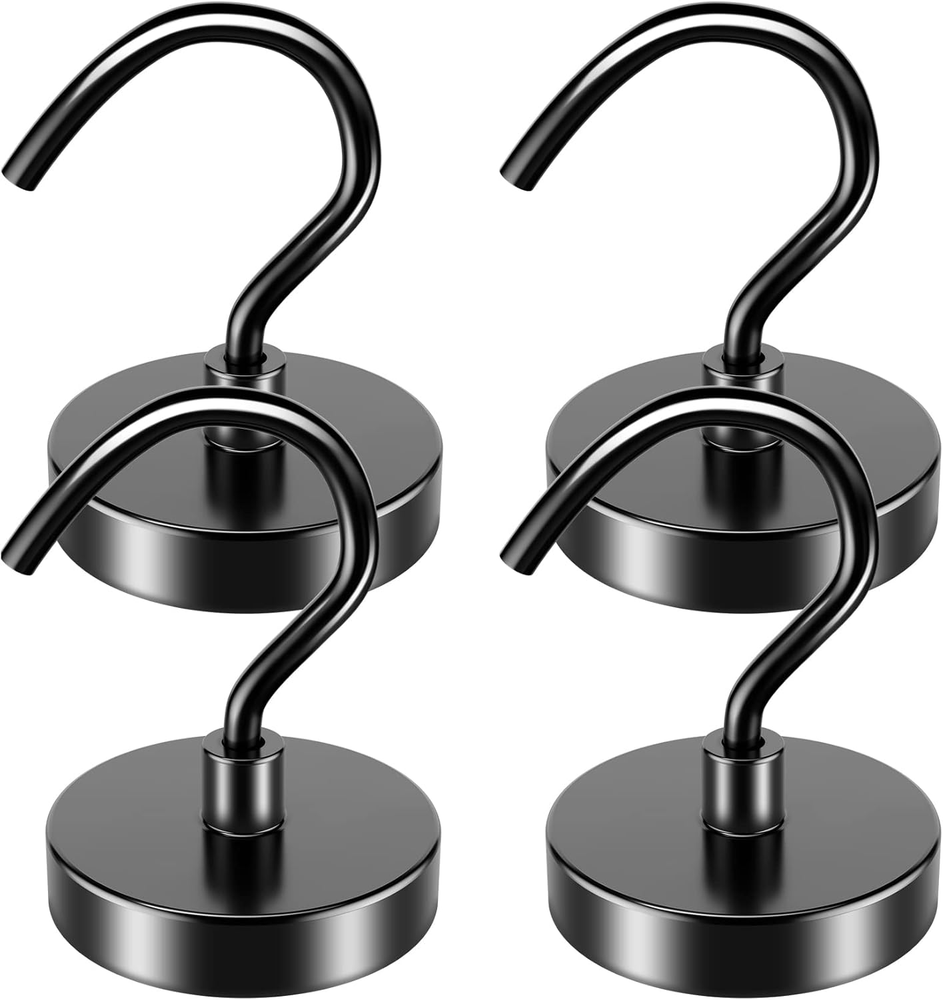 VNDUEEY 4 Pack 110 Lbs Magnetic Hooks Heavy Duty Neodymium Magnet Hook, Strong M