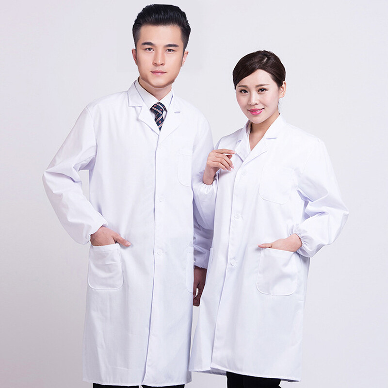 Men Women Industry Lab Coat Doctor Clinic Healthcare Long Sleeve Uniform C2UK
