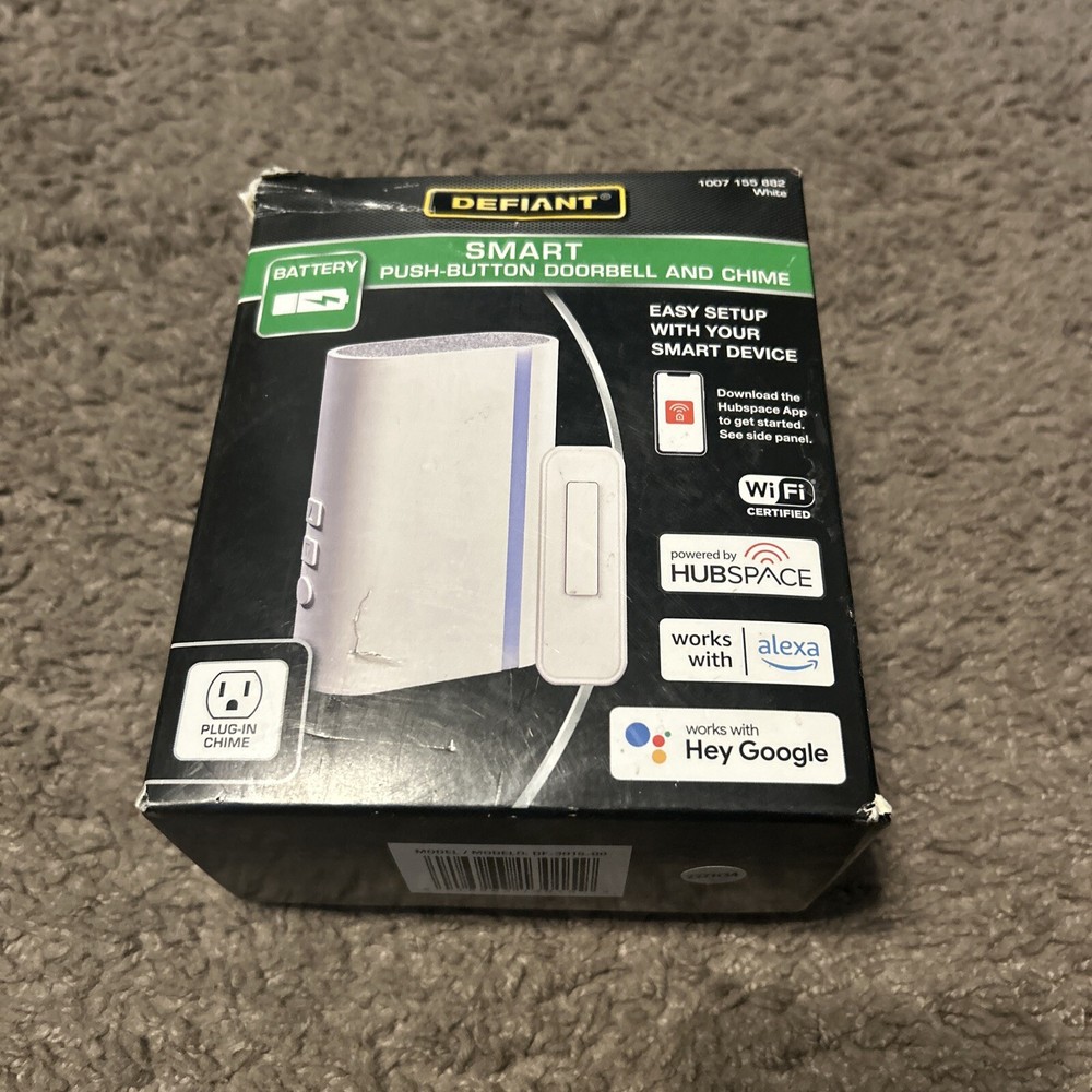 Defiant Wireless Wi-Fi Smart Plug-In Push-Button Doorbell & Chime- White