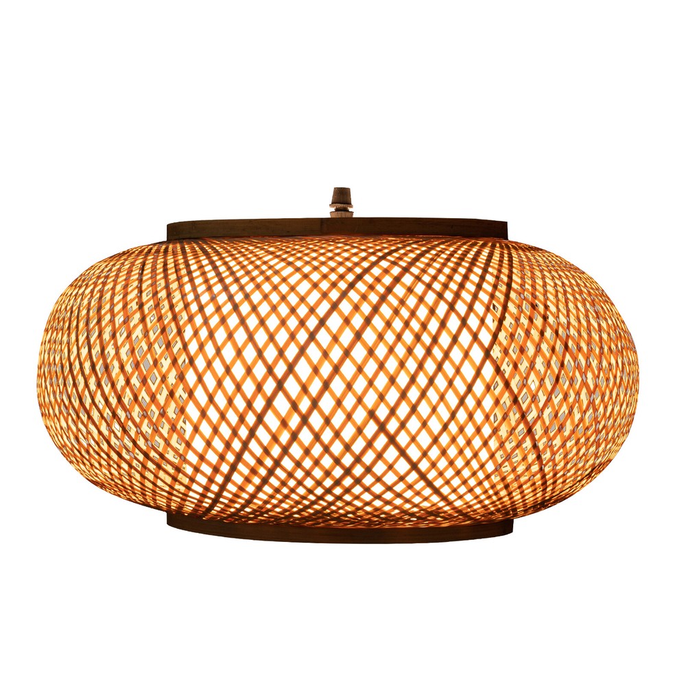 Round Vintage Hanging Ceiling Lamp Bamboo Wicker Rattan Pendant Light Fixture US