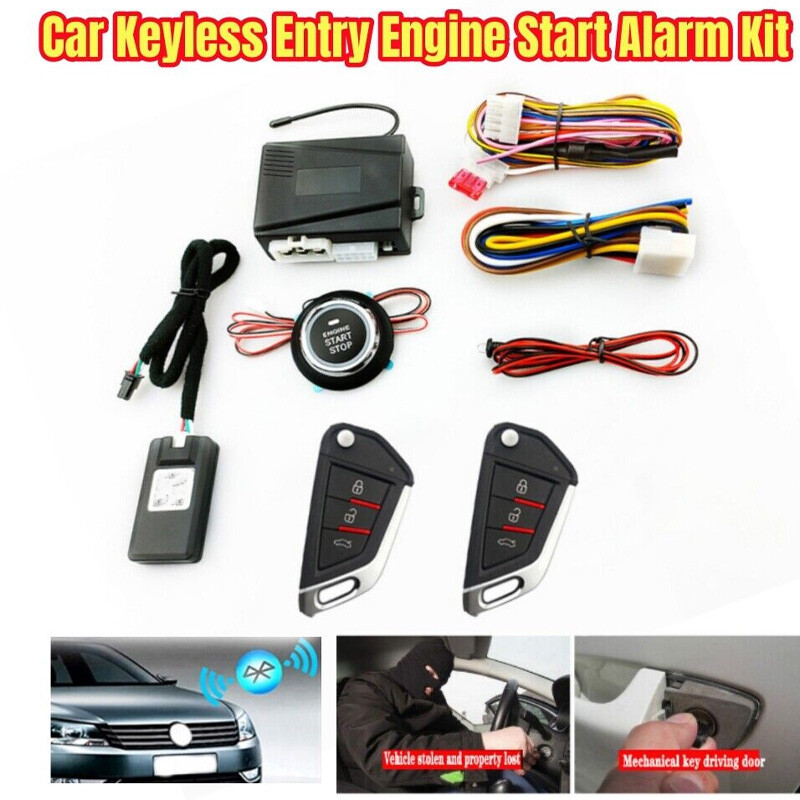 12V Car Keyless Entry Remote Start Alarm Push Button Trunk Release System
