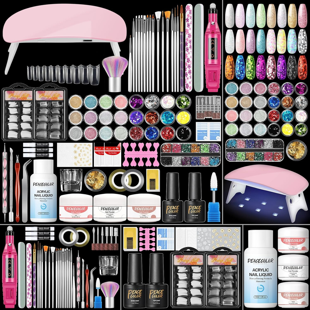 Acrylic Nail Kit with Drill and U V Light, Professional Nail Kit Acrylic Set for