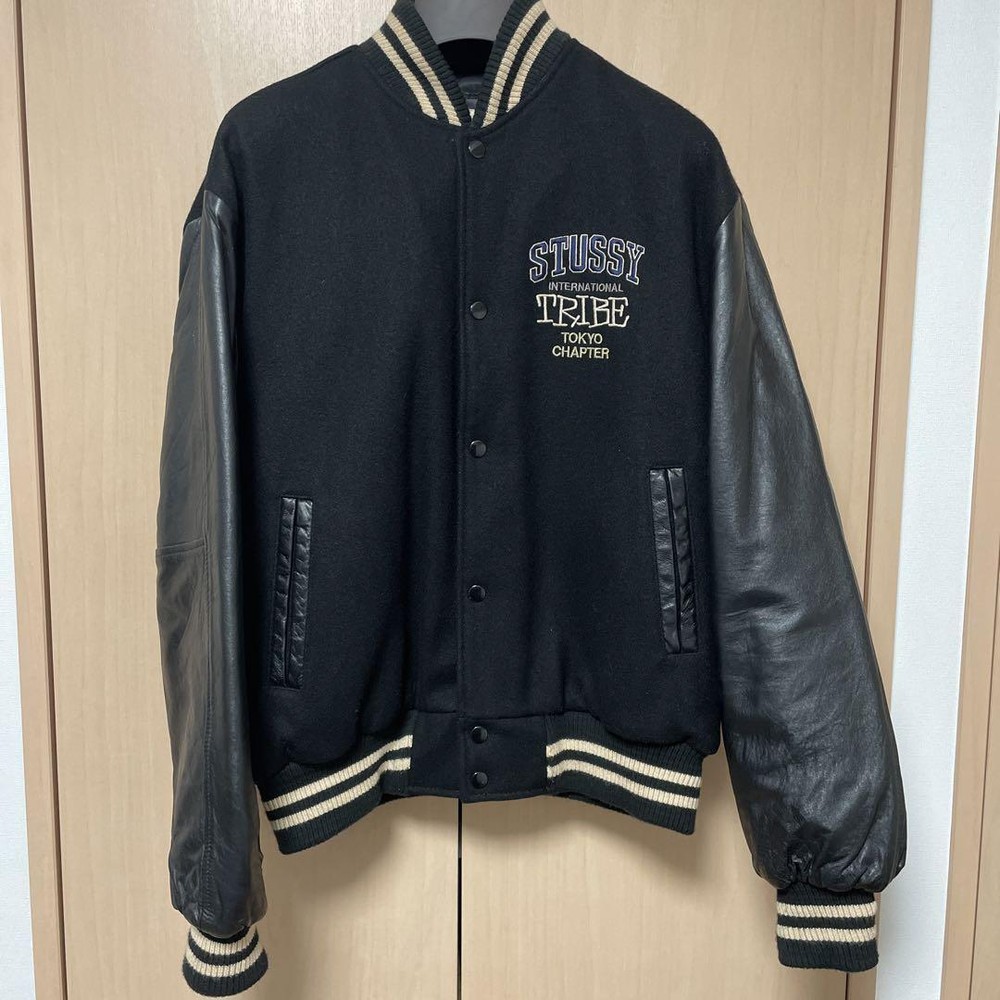 Stussy 90s Leather Stadium Jacket International Tribe Tokyo L Large USA