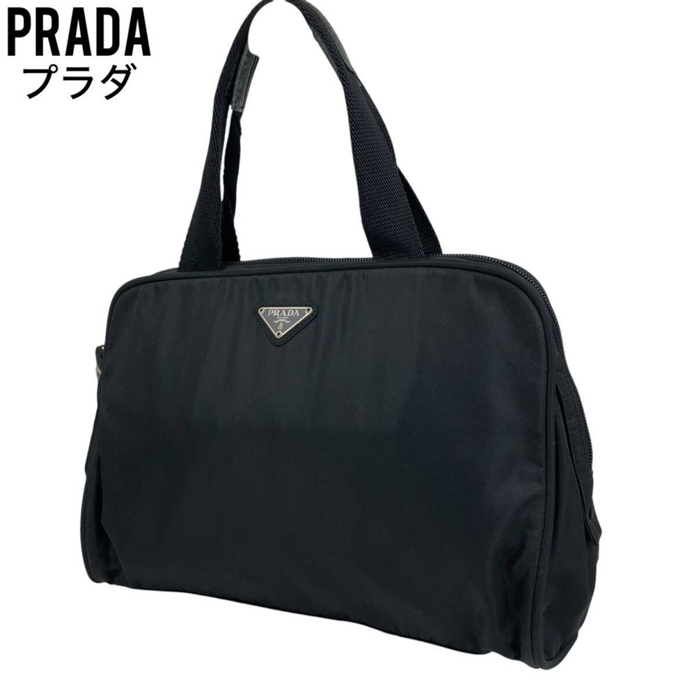 RARE PRADA black nylon leather tote bag in excellent condition