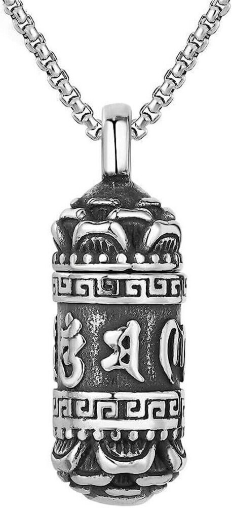 Cy trendy Tibetan Buddhist Urn Amulet Pendant Necklace For Ashes Stainless Steel