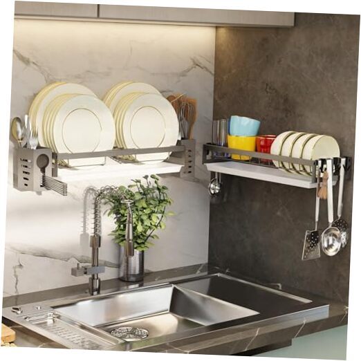 Compact Wall-Mounted Dish Drying Rack for Small Kitchens & Apartments  