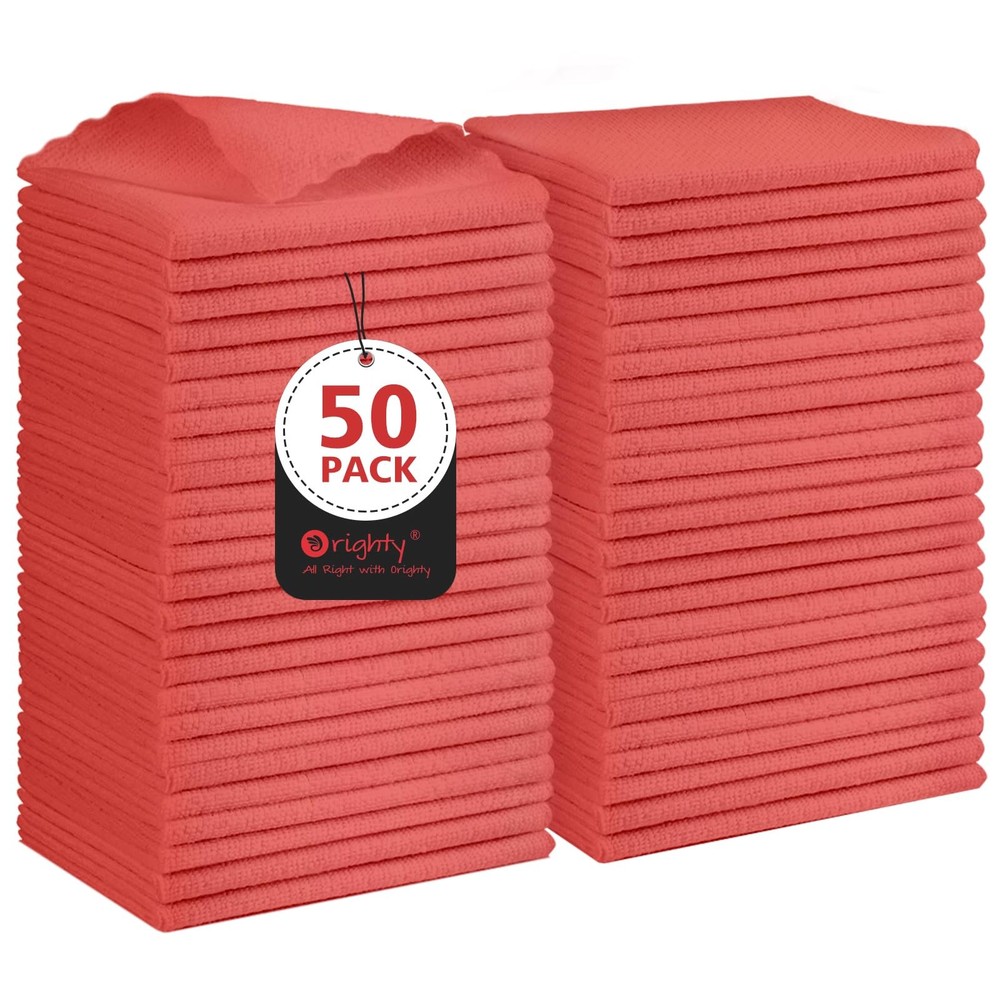 50-Pack Reusable Microfiber Shop Towels for Car Cleaning & Detailing