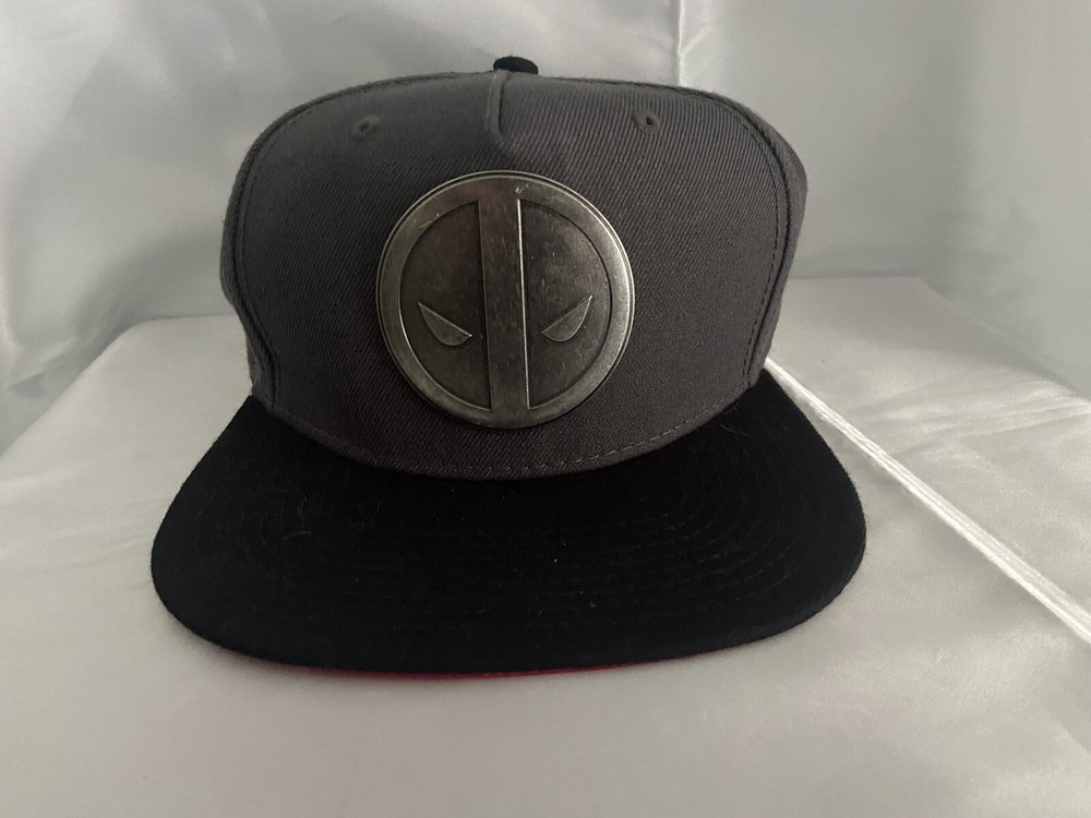 Marvel Deadpool Metal Logo Black On Black Stealth Cap Hat Adjustable Snapback