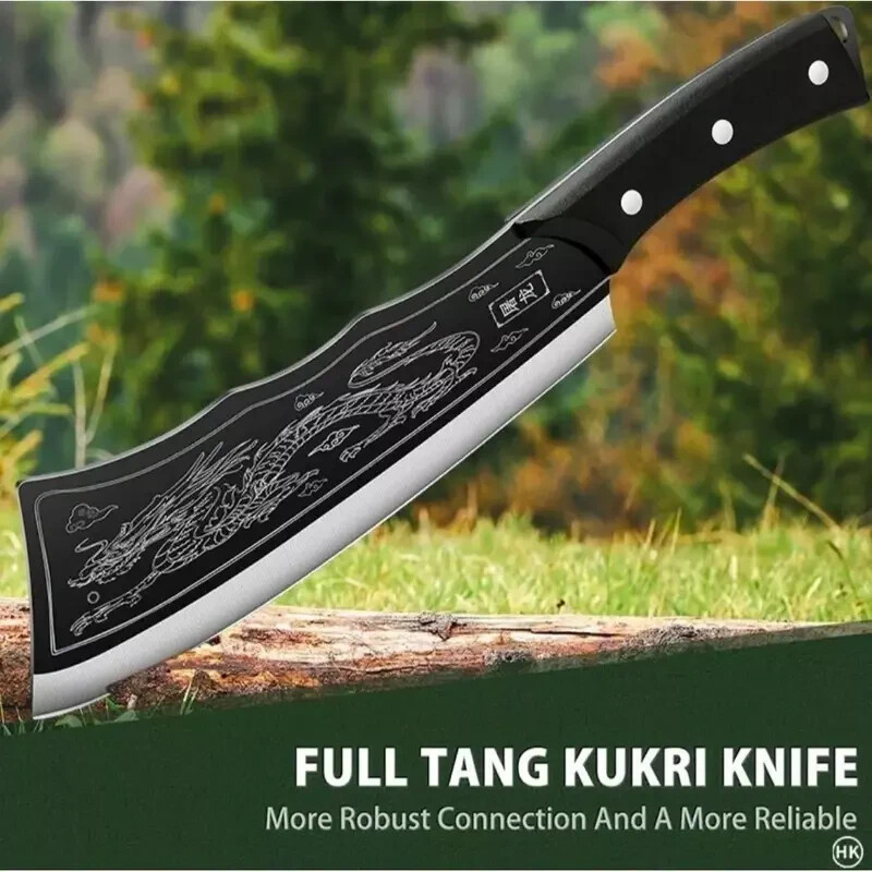 Dragon Pattern Full Tang Kukri Tactical Outdoor Knife