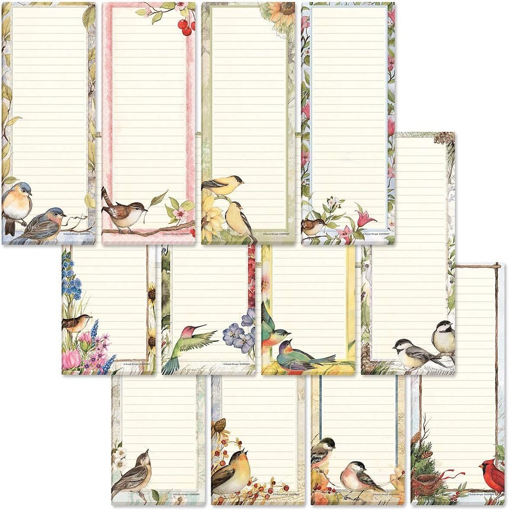 Seasonal Birds Magnetic Notepad Set - 12 Mini Memo Pads-image