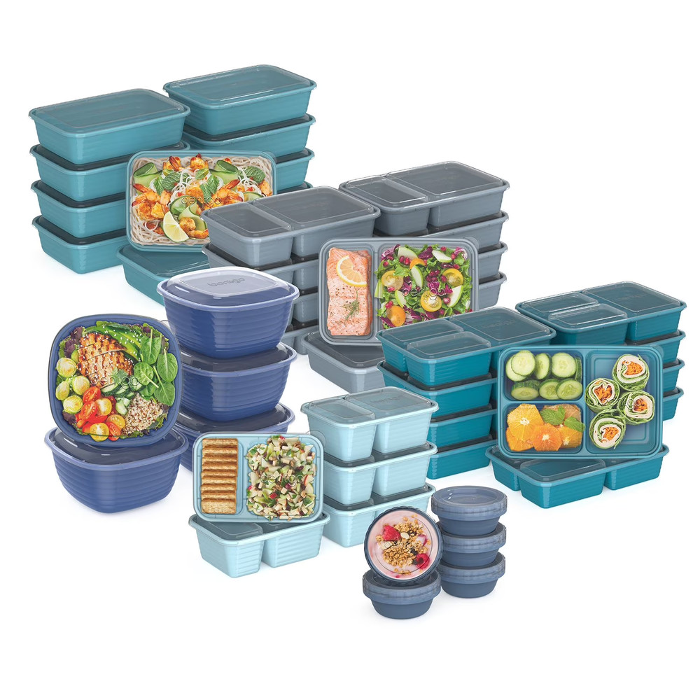 Bentgo 90 Piece Meal Prep Set Blue Mist Food Storage