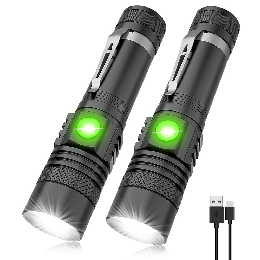 USB Rechargeable Tactical LED Flashlight 4 Zoomable Models Waterproof