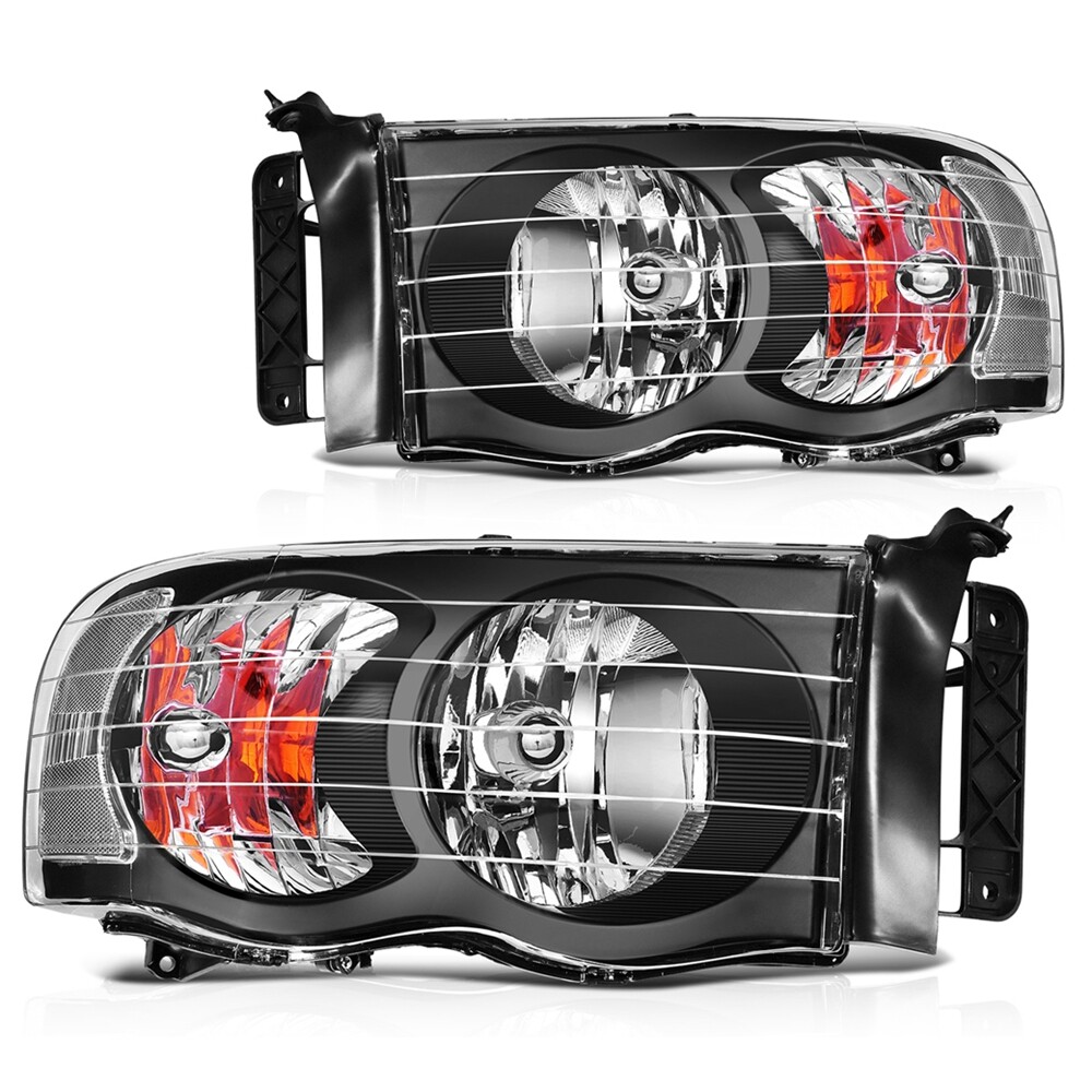 For 2002-2005 Dodge Ram 1500-3500 Headlight Assembly Driver +Passenger Headlamps