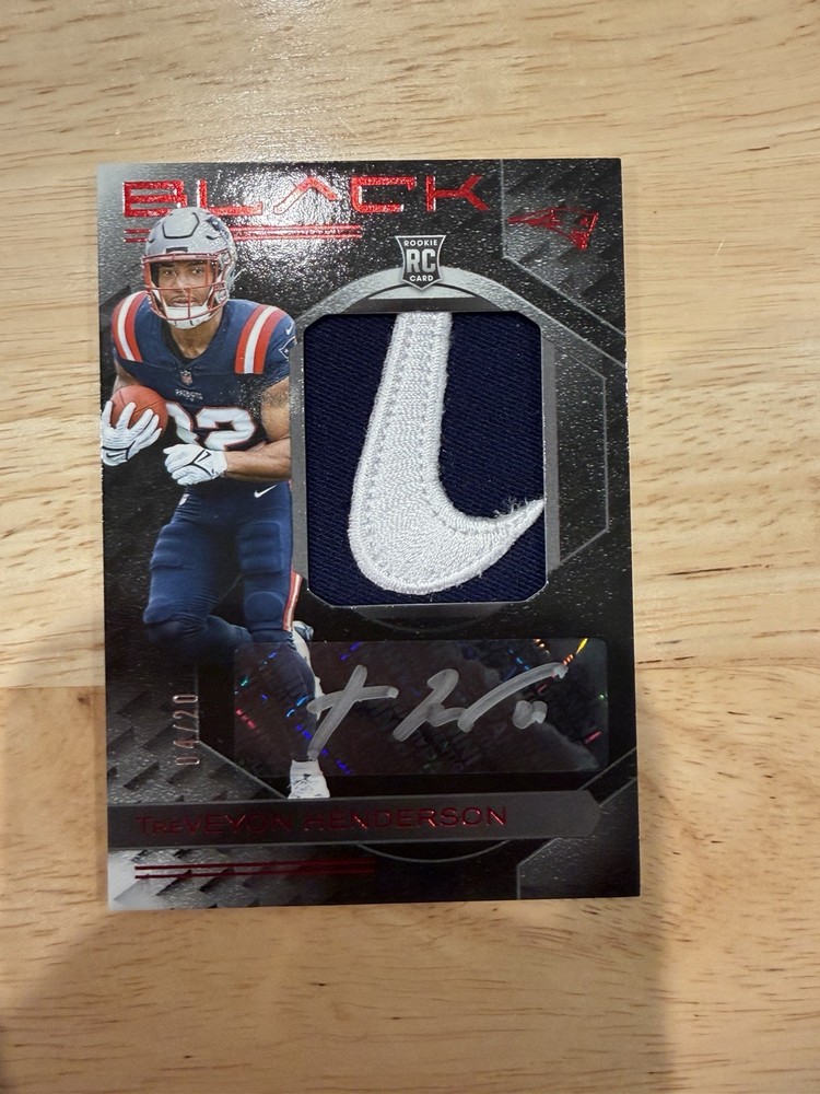 2025 Black TreVeyon Henderson Rookie Patch Auto RPA Nike Swoosh /20 Patriots
