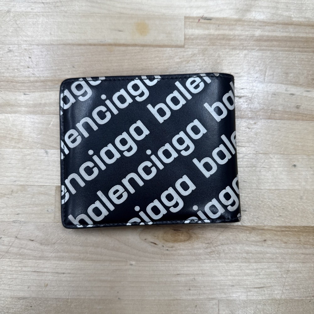 Balenciaga Leather Wallet - Logo All Over - 100% Authentic with Box