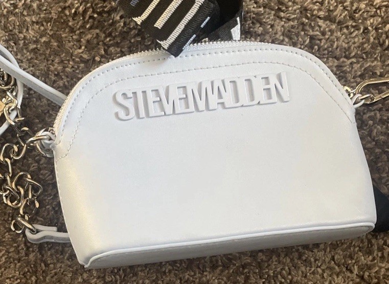 Steve Madden Crossbody Bag With A Logo Webbing Strap And Solid Strap.