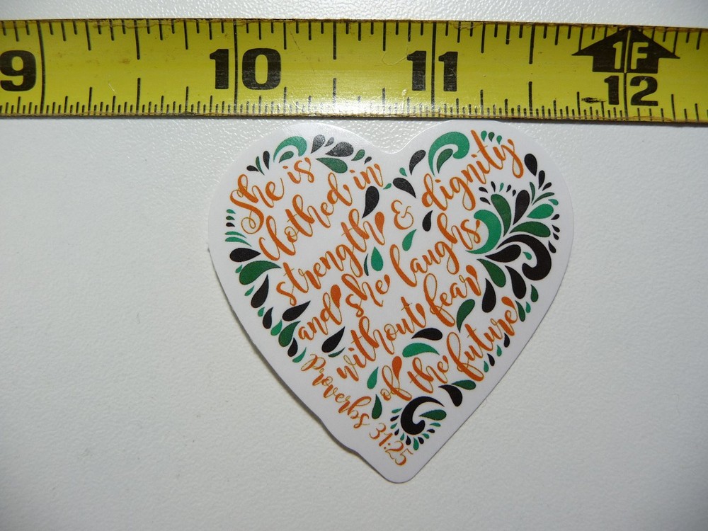 Heart Style She is Clothed in Strength Decal Sticker Church Christian Faith Design