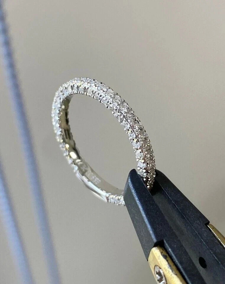 1.05Ct Round Cut Natural Diamond Solid 950 Platinum  Luxury Eternity Band Ring