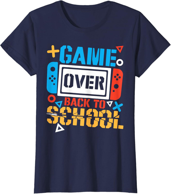 Back To School Game Over Fun Gamer Player Controller Ladies' Crewneck T-Shirt-image