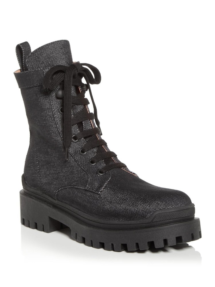 ILIO SMERALDO Womens Black Pull Tab Eyelet Sulcer Toe Block Heel Combat Boots 39