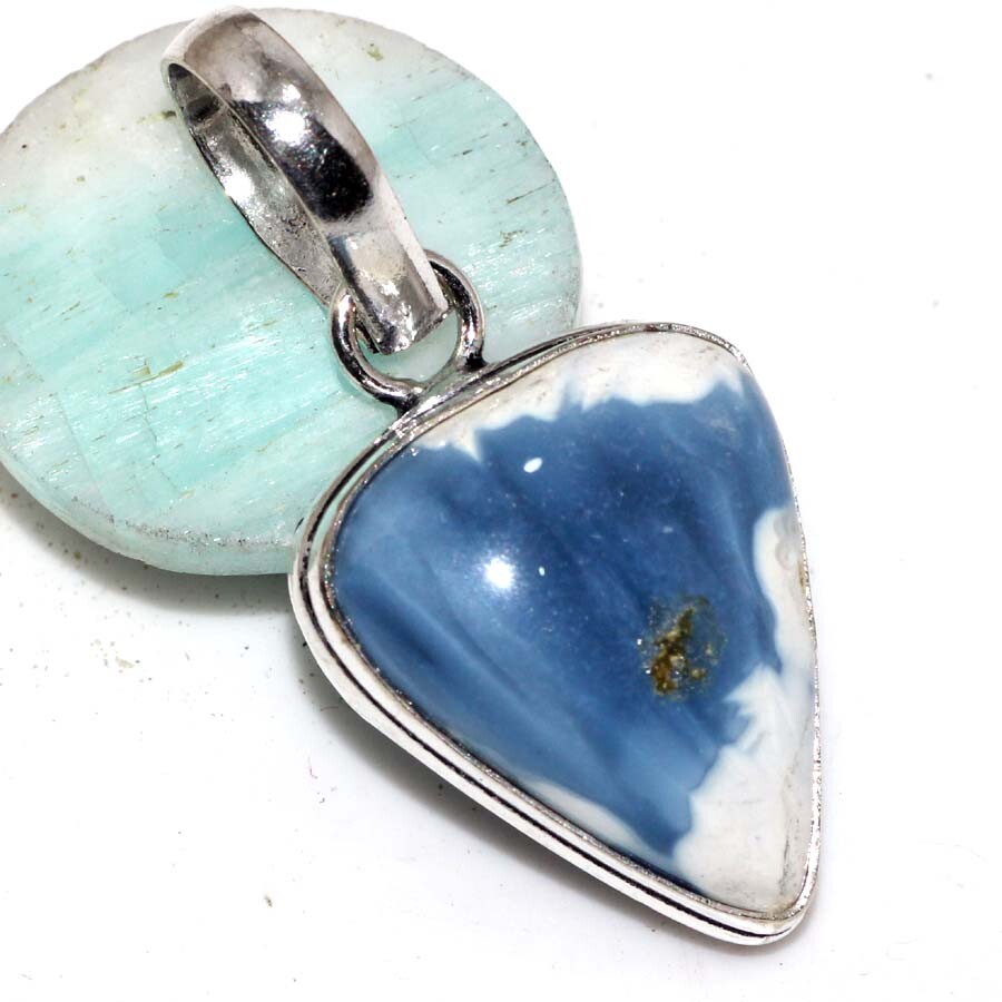 Owhyee Blue Opal 925 Silver Plated Pendant 1.5