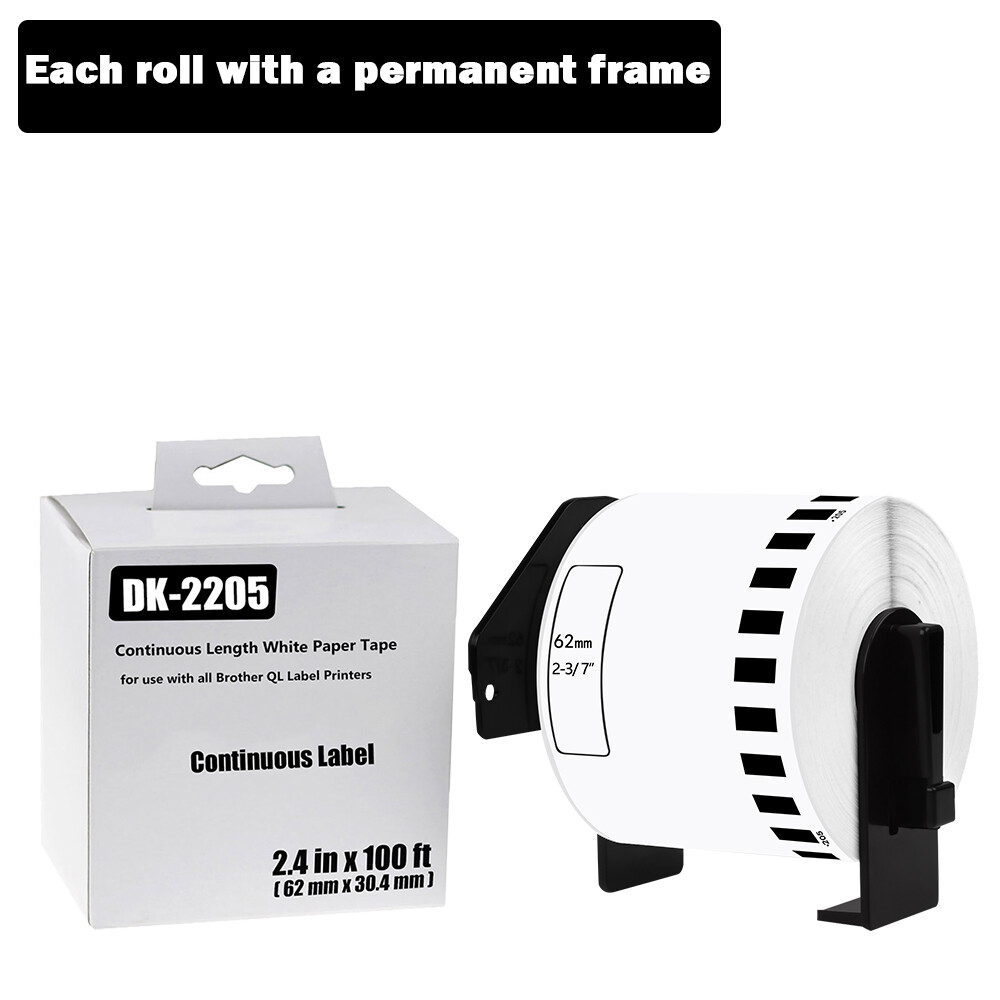 62mm x 30.48m (2-3/7 x 100ft) Shipping Labels Roll – Compatible with Brother QL-1050 DK-2205