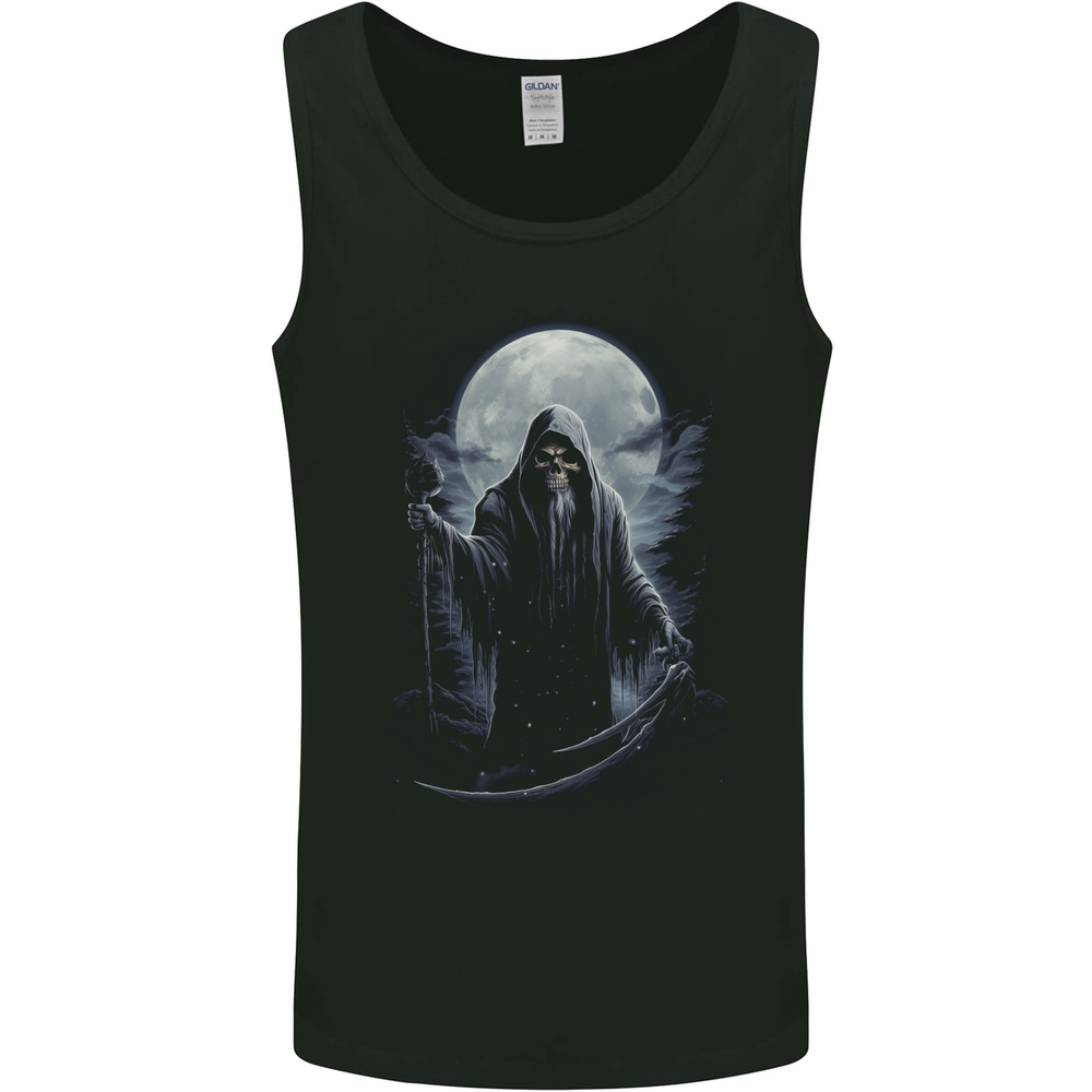 Full Moon Grim Reaper Skull Mens Vest Tank Top