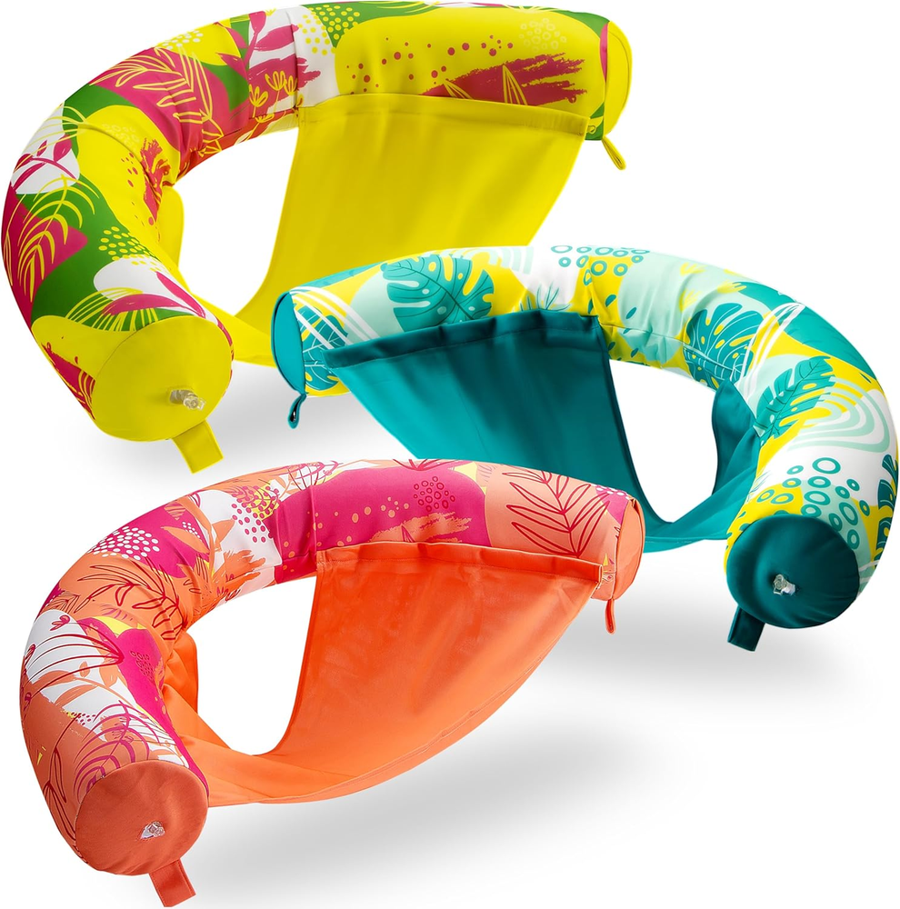 3-Pack Inflatable Pool Noodle Chair Floats for Swimming and Relaxation