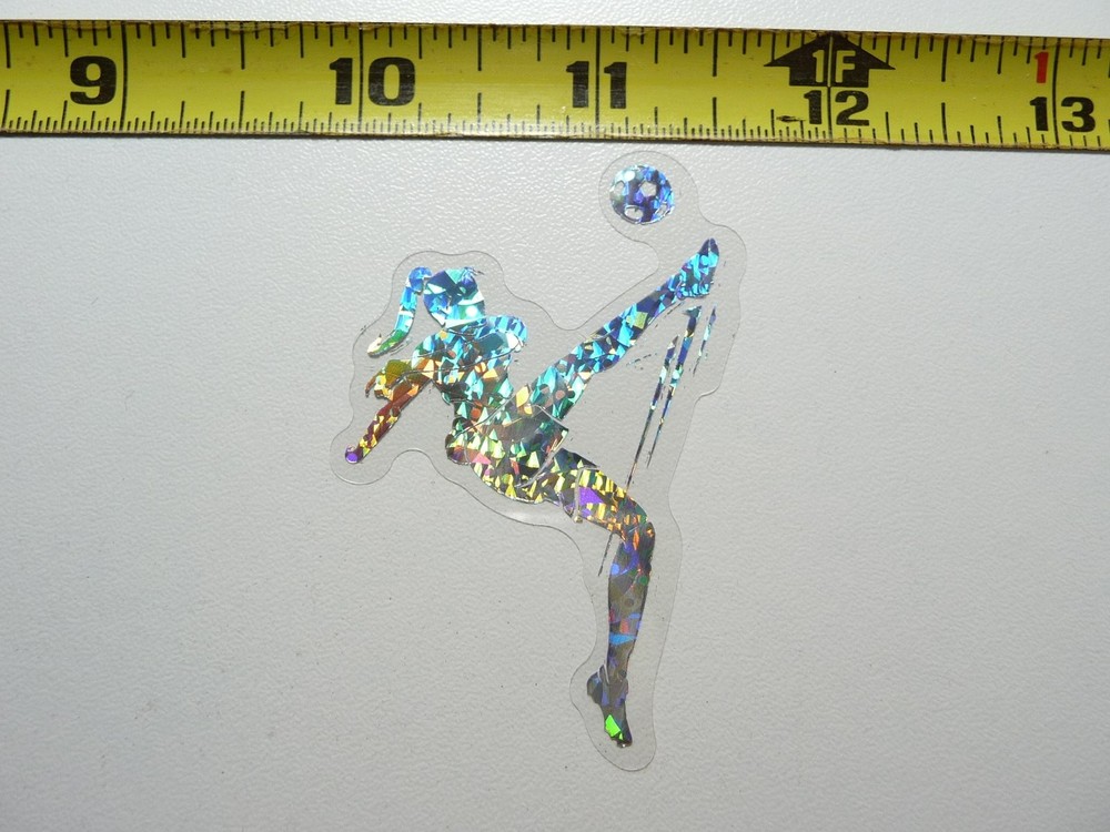 Holographic Soccer Player Kicking Ball Sticker Decal Sports Athletics Contest