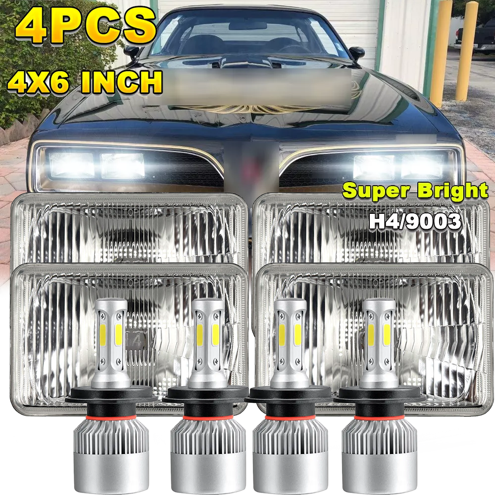 4-Piece LED Headlight Kit for 1977-1981 Pontiac Firebird Trans Am with DRL