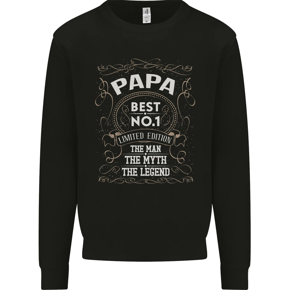 Fathers Day No 1 Papa Man Myth Legend Mens Sweatshirt Jumper