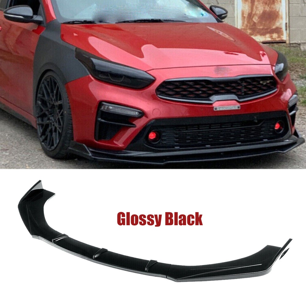 For Kia Forte GT Front Bumper Lip Spoiler Splitter Painted Glossy Black Finish