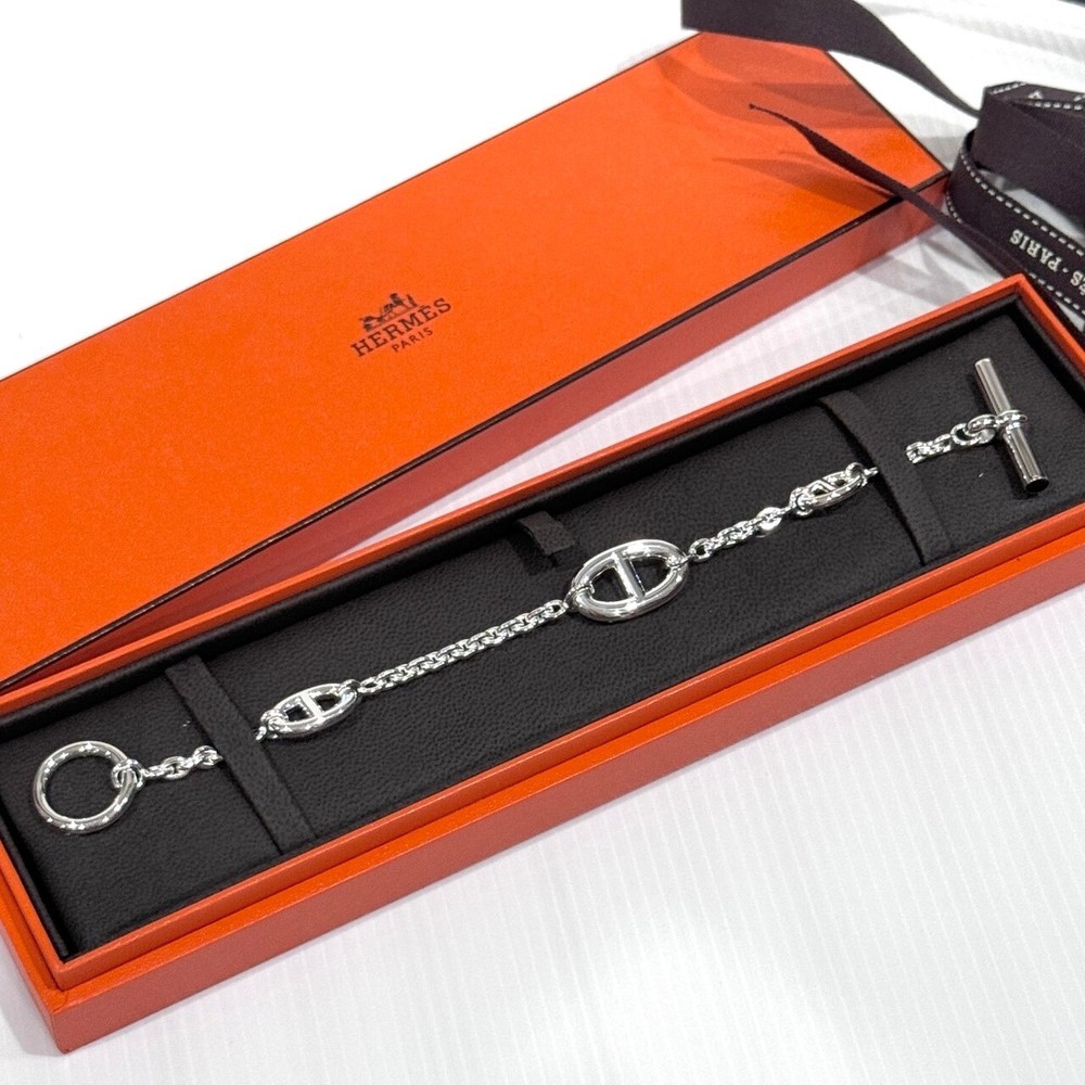 Hermès Collier de Chien Farandole Sterling Silver Bracelet Size LG with Box  
