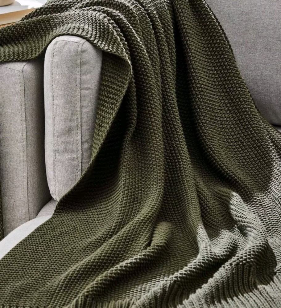 Better Homes and Gardens, Chunky Knit Deep Green Throw, Cotton-Blend, 50