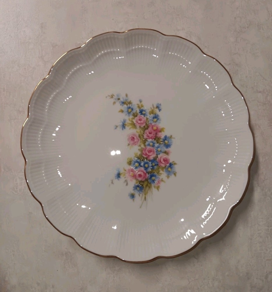 AK Kaiser Bone China Salad Plate(s) Romantica Germany Floral Gold Rim Scalloped