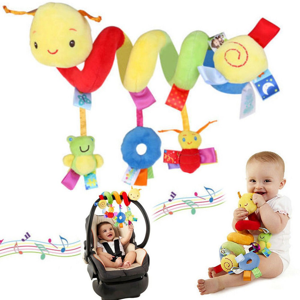 Infant Crib Cot Pram Hanging Rattles Spiral Stroller Car Seat Toy with Ring Bell