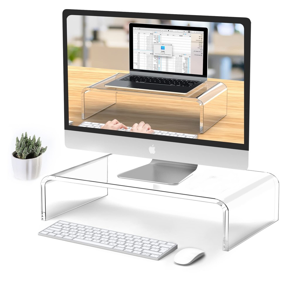Acrylic Monitor Stand Riser Clear Laptop Stand for Desk Acrylic Monitor Riser...