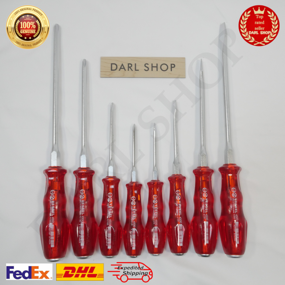 VESSEL 4500 8-piece screwdriver set with Phillips slotted JIS Power Grip Japan