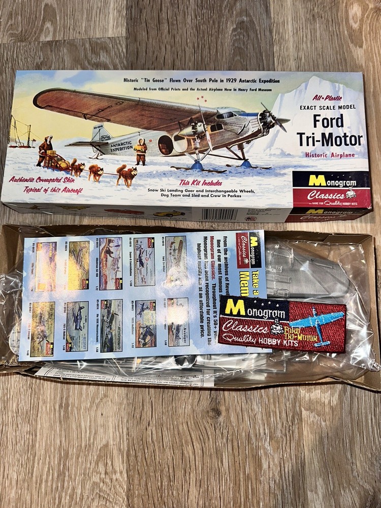 #96 Monogram Ford Tri-Motor Scale Model Kit. Open Box