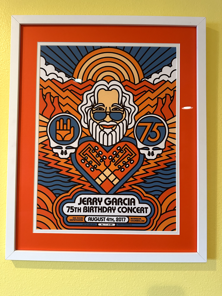 Framed Jerry Garcia 75th Birthday Red Rocks Concert Poster 2017