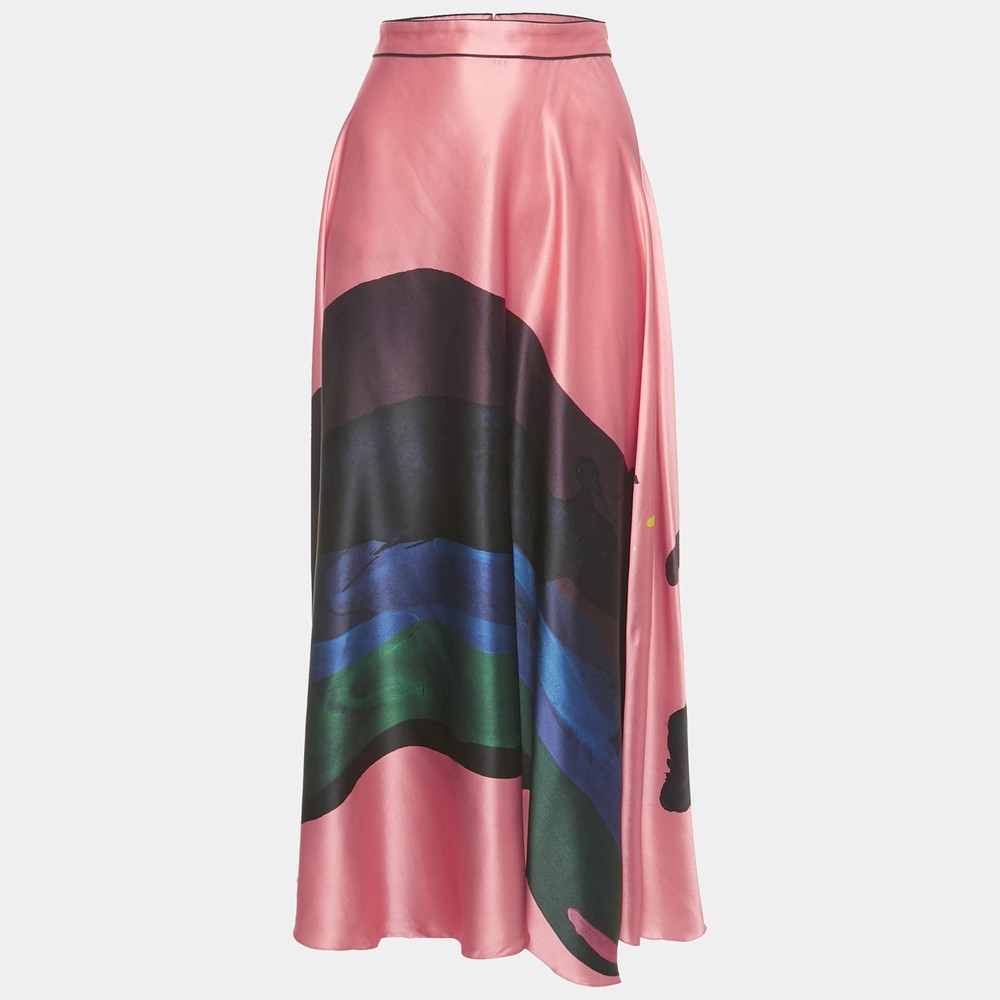 Roksanda Multicolor Printed Silk Amaranth Midi Skirt M