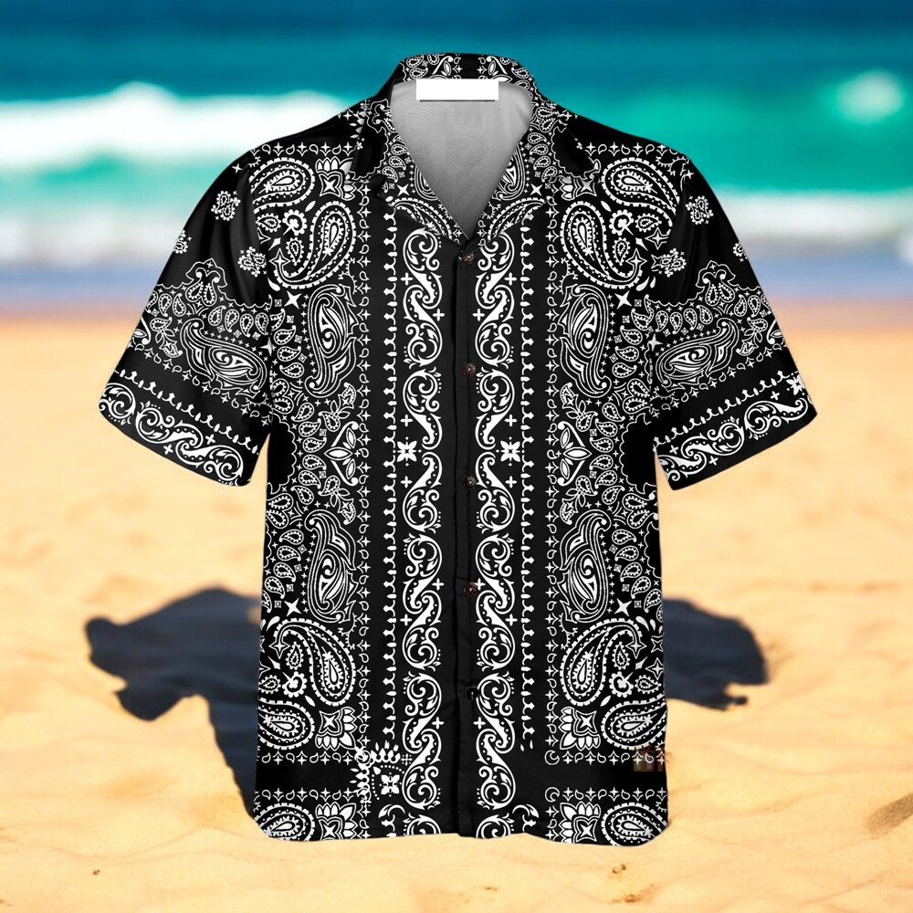 White Hawaiian Barber Bandana Style Shirt for Stylish Comfort